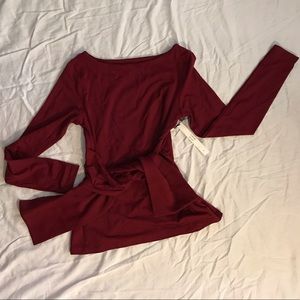 Susana Monaco Burgundy Blouse with Self Waist Tie